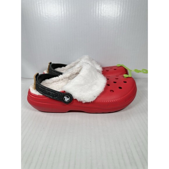 Mens Size 8/Womens Size 10 Crocs Classic Lined Santa Clog Red White Slip On NEW - Picture 1 of 7